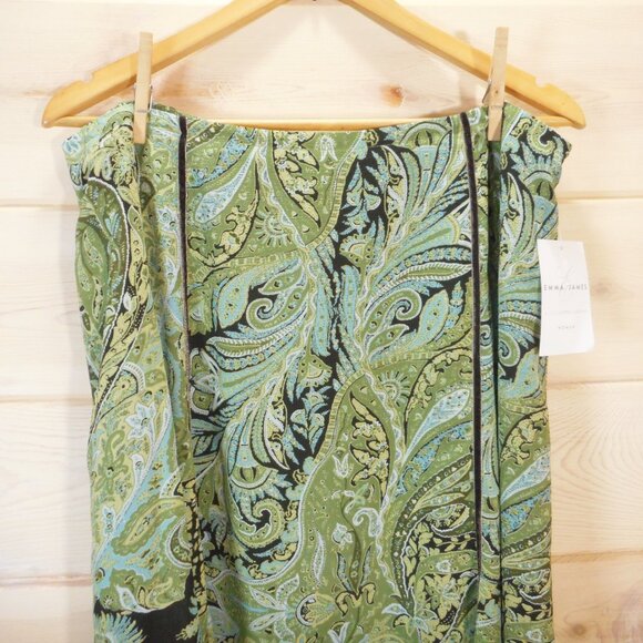 NWT Emma James Women's size 16W Green Paisley Floral Lined Midi Vintage - Picture 2 of 11